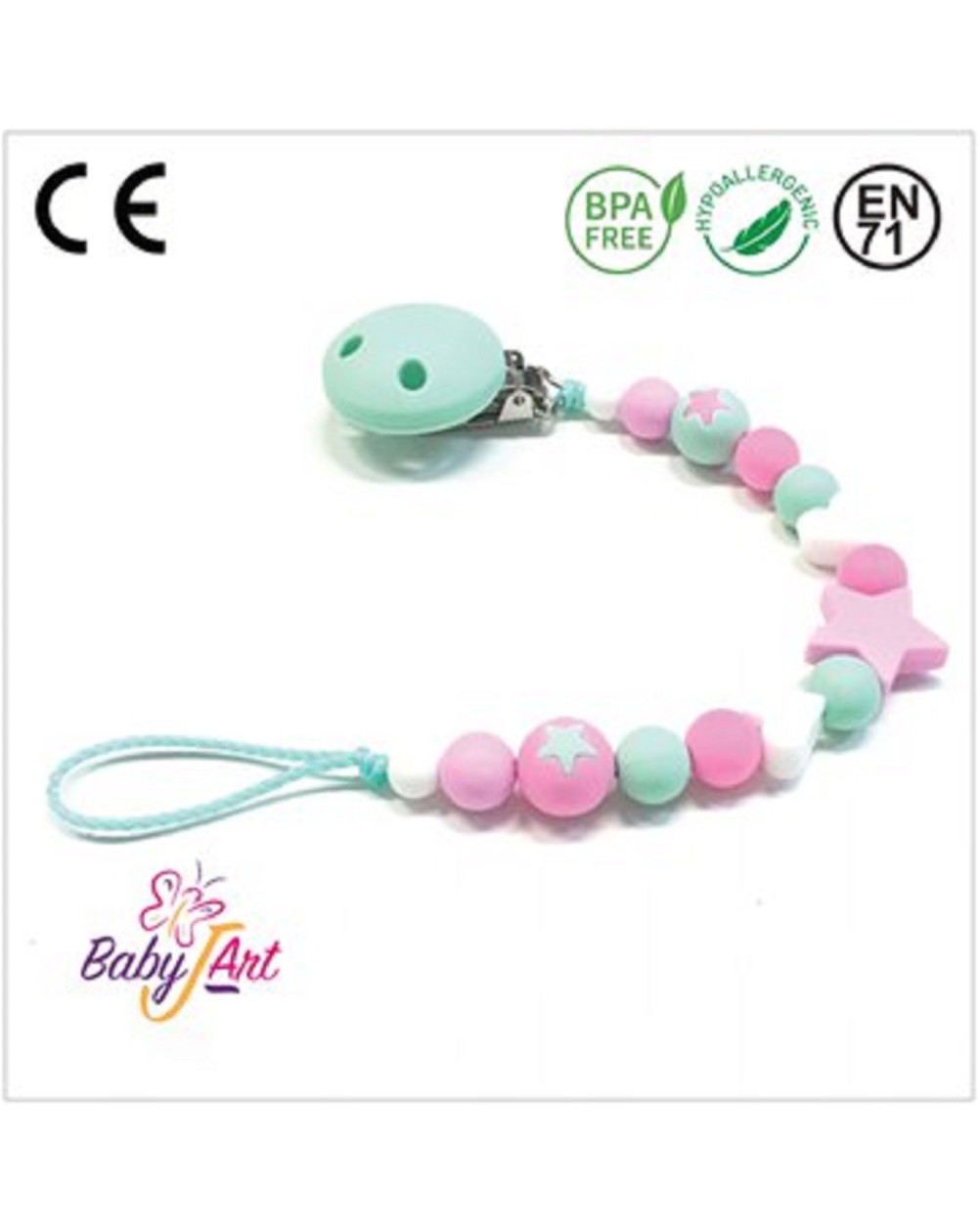 PACIFIER CHAIN BABYJART WITH NAME