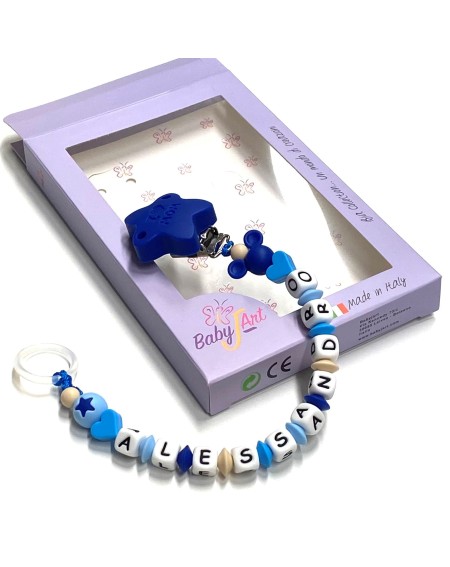 Babyjart silicone dummy chain with name, hook / adapter pacifier MAM and CHICCO