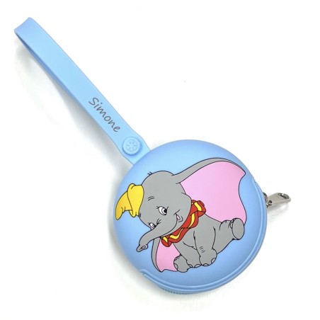 PERSONALIZA Estuche Cadena Porta Chupete Redondo DUMBO AZUL PASTEL