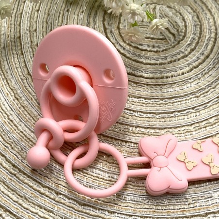 Silicone dummy chain silicone FLAT MINNIE MOUSE with name, hook / adapter pacifier MAM and CHICCO