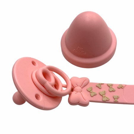 Silicone dummy chain silicone FLAT MINNIE MOUSE with name, hook / adapter pacifier MAM and CHICCO