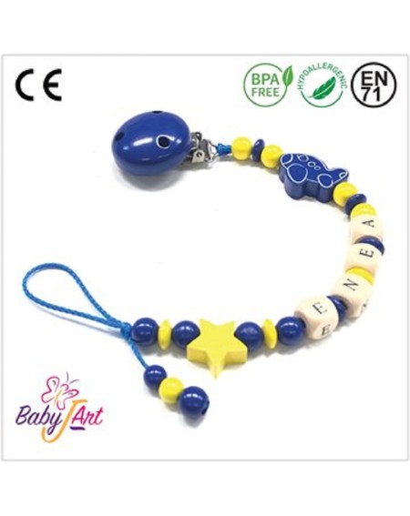 Babyjart wooden dummy chain with name, hook / adapter pacifier mam