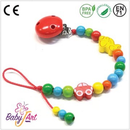 Babyjart wooden dummy chain, hook / adapter pacifier mam